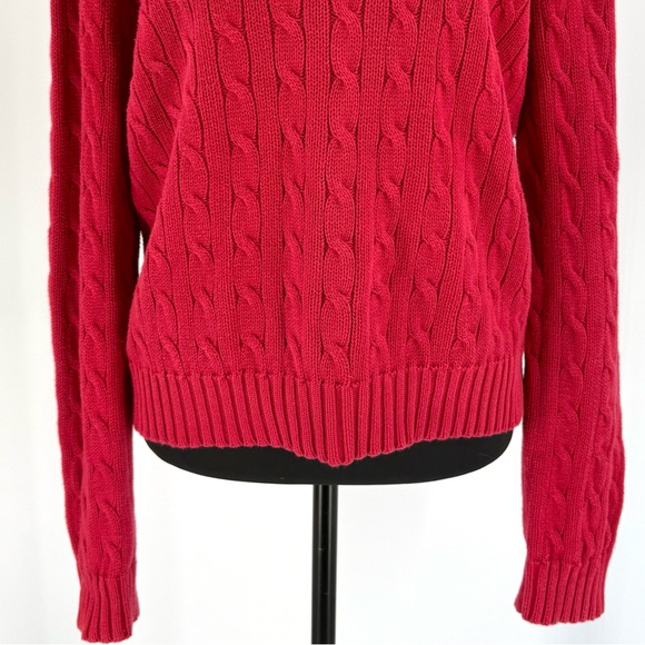 Ralph Lauren Classic Women’s Cable-Knit Pullover Crewneck Sweater Vibrant Red, L - Picture 12 of 15